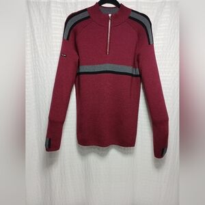 Delaine & Co Men's Ski Racer 100% Merino Wool 1/4 Zip Pull Over Sweater. Size M